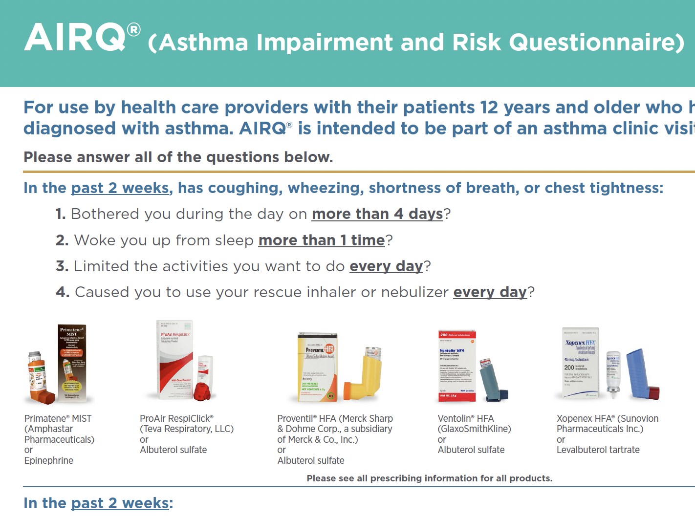 AIRQ - Asthma Impairment and Risk Questionnaire